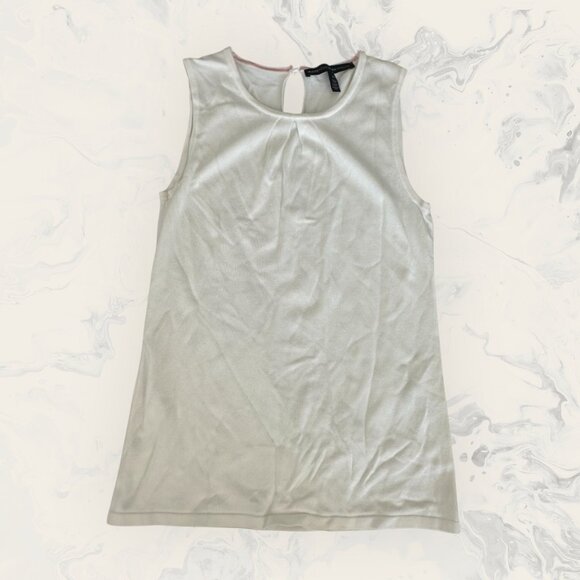 WHITE HOUSE BLACK MARKET WHBM Ivory Crewneck Tank Top Size XS - Picture 1 of 6